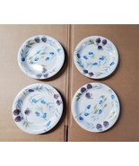 Set Of 4 Salad Dessert Plates Cream Blue Purple Fruit Summer Splendor 7¼&quot; - £7.49 GBP