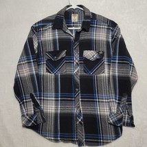Dickies Mens Flannel Shirt Sz L Large Blue Plaid Long Sleeve Button Up Work Wear - £21.82 GBP