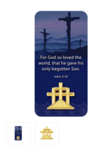 6 pk of Three Crosses Lapel Pin &amp; Card &quot;For God So Loved the World&quot; John... - £7.94 GBP