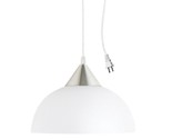 1-Light Plug-In Pendant, Brushed Steel, Frosted White Shade, 15Ft Clear ... - £28.96 GBP
