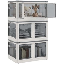HOMCOM 32 Gal Stackable Storage Bins with Lids, Wheels &amp; Doors - $132.99