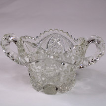 Vintage Handblown Imperial Glass Uncut Hobstar Button Crystal Sugar Dish... - $5.94