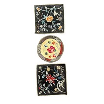 Vintage Silk Embroidered Asian Design Doilies Set Of 3 - $22.76