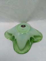 Vintage MCM Mint And Emerald Green Glass Dish Serving Tray Bowl 5 3/4&quot; X 1 1/2&quot;  - £39.13 GBP