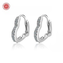 925 Sterling Silver beautiful heart earring with Cubic Zirconia DLES102 - £11.98 GBP