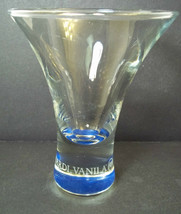Bacardi Vanilla flute cocktail glass etched white logo bat on blue base ... - $7.80