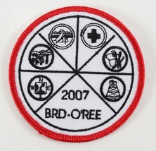 Vintage 2007 BRD-O&#39;REE Red Border Merit Badges Round Boy Scout Camp Patch - £12.02 GBP