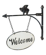 Cast Iron Rustic Farmhouse When Pigs Fly Angel Pig With Arrow Welcome Wa... - $32.81 CAD