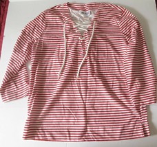 Blair Women&#39;s Pants &amp; Top Set Sz M Red &amp; White Striped Pullover, Solid R... - $21.77