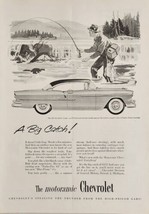 1955 Print Ad Chevrolet Bel Air Coupe Chevy Man Fly Fishing in River - $18.88