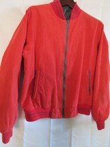 Vintage Varsity Jacket Full Zip Front Reversible Corduroy Nylon Gray Salmon L - £58.24 GBP