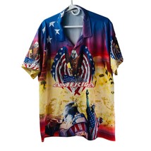 Misslook Men&#39;s XL Shirt Hawaiian Aloha Style American Patriotic Eagle - $18.70