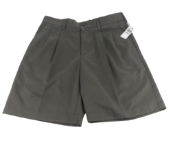 Izod Men&#39;s Shorts 32W Pleated Golf Dress Casual Shorts Taupe Dark Gray Brown NEW - £14.84 GBP