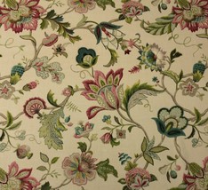 P Kaufmann Brissac Jewel Pink Jacob EAN Floral Multiuse Linen Fabric By Yard 54&quot;W - £11.96 GBP