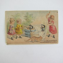Victorian Trade Card American Machine Co Wringer Laundry Children Cat Ph... - £7.96 GBP