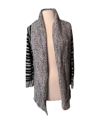 Lumiere Cardigan Black/White Open Soft Luxury Casual Comfort  - $13.88