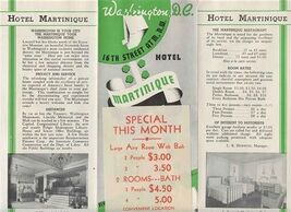 The Martinique Hotel Brochure &amp; Map Washington DC 1930's - $17.82