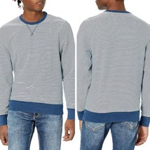 J. Crew Authentic Fleece Sweatshirt Mens Size M Striped Crewneck Indigo ... - $29.99