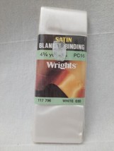VTG NIP Wrights Satin Blanket Binding 100% Acetate 117 796 White 030 4.7... - $6.88