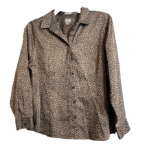 Chicos No Iron Coolmax Womens Size XL 3 Brown Animal Print Button Up Shirt - £12.65 GBP