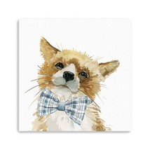 HomeRoots 398858 40 x 40 in. Brown Watercolor Cutie Bow Tie Fox Canvas W... - £170.20 GBP