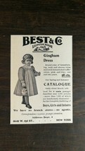 Vintage 1909 Best &amp; Company Children Girls Gingham Dress Original Ad 721 - £5.22 GBP