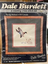 Vintage 1985 Dale Burdett Country Cross Stitch Flying Mallard With Cattails - $6.87