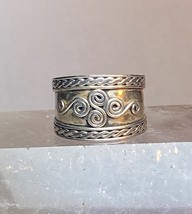 Cigar band  pinky ring spiral sterling silver ring women size 5.75 - £30.50 GBP