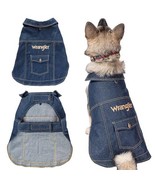 Wrangler Size Medium Dog Jacket Denim Dog Vest with Leash Hole Warm Dog ... - £23.59 GBP