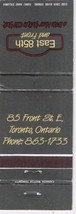 Matchbook Cover East 85th &amp; Front Toronto ON - £0.57 GBP