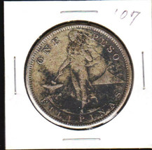 Philippines-U.S. 1907-S One Peso Manila Bay Sea Salvaged Silver Coin EF ... - $48.00