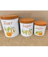 Set of 3 Vintage White Mid Century Retro Rustic Farm Kitchen Nesting Can... - $28.71