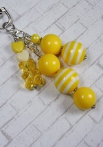 Gummy Bear Bubblegum Handmade Beaded Purse Charm Bag Clip Yellow White New - $16.82