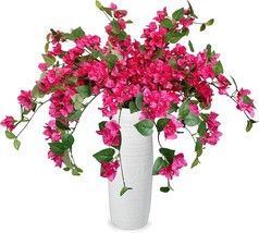 Pack Of 16 Artificial Bougainvillea Silk Vines Hanging Flower Stems For, Fuchsia - £38.31 GBP