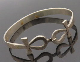 MIDDLE EAST 925 Silver - Vintage Solid Key Of Life Hook Lock Bracelet - ... - $106.51