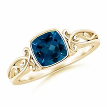 Authenticity Guarantee 
ANGARA Cushion London Blue Topaz Solitaire Ring in 14... - £378.78 GBP