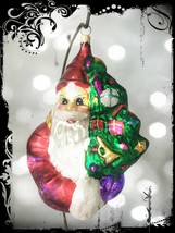 NEW Authentic Christopher Radko SANTA Claus &amp; Christmas TREE Huge Glass ... - £86.56 GBP