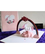 Unicorn on a Pink Cloud under Rainbow Lovehearts 3D Kirigami Pop-up Gree... - $187.18 MXN