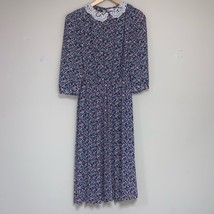 Vintage Prairie Cottagecore Pleated Floral Women’s 10 Dress 80s 90s Long Sleeve - £79.67 GBP