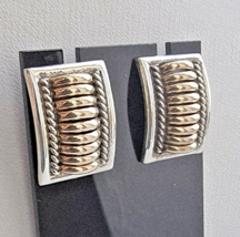 TOM CHARLEY TRADITIONAL NAVAJO STYLE 925 STERLING SILVER GOLD PLATED EAR... - $123.75