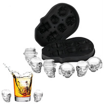 Halloween 3D Skull Ice Cubes Mould 6 Skull BPA Free Ice Maker Tray Silicone  - £20.00 GBP