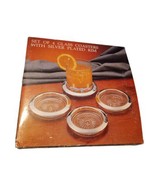 Vtg 1987 Paul Revere 4 NIB Old Glass Coasters Silver Plated Rims Godinge... - $28.01