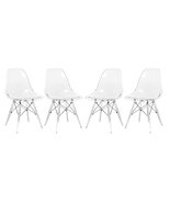 LeisureMod Dover Molded Side Chair with Acrylic Legs Set of 4 Transparen... - $7,358.02 MXN