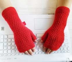 Fingerless Knit Gloves Women Merino Wool Fingerless Mittens Arm Warmers - $25.46