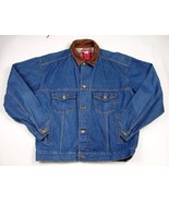 Marlboro Country Store Denim Jacket Leather Collar Barn Coat Trucker Sz L - $36.99