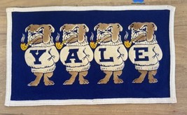 Vintage Yale Bulldogs Felt Banner Flag Pennant Pipe Smoking Mascot Spellout Blue - £583.86 GBP