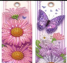 2 Floral Butterfly Bookmarks Diamond Jewel Art COMPLETED & SEALED - €3,39 EUR