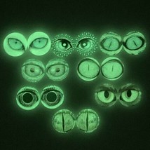 2 Eye Cabochons Glow in the Dark Dragon 20mm Flat Backs Round Glass Anim... - $5.14