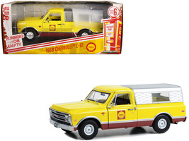 1968 Chevrolet C-10 Pickup Truck Yellow and Red with Camper Shell &quot;Shell Oil&quot;... - £39.00 GBP