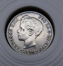 Spain 1900 Alfonso XIII 3rd Portrait 50 Centimos  Silver Coin - $52.91